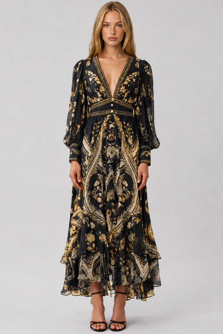 CAMILLA Long Button Front Dress - Taurus Rising