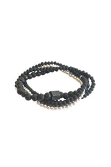 LINDI KINGI Beaded Bracelet - Luxe Black & Silver
