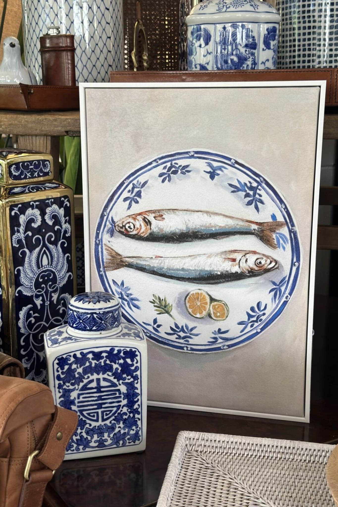 Pescare White Frame Oil Painting - Magpie Style