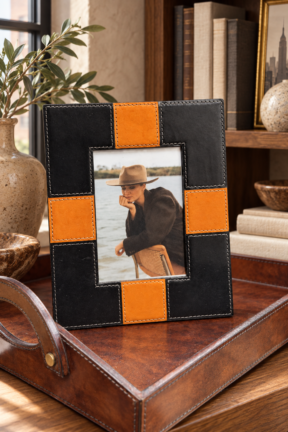 Black and Tan Leather Frame 4x6