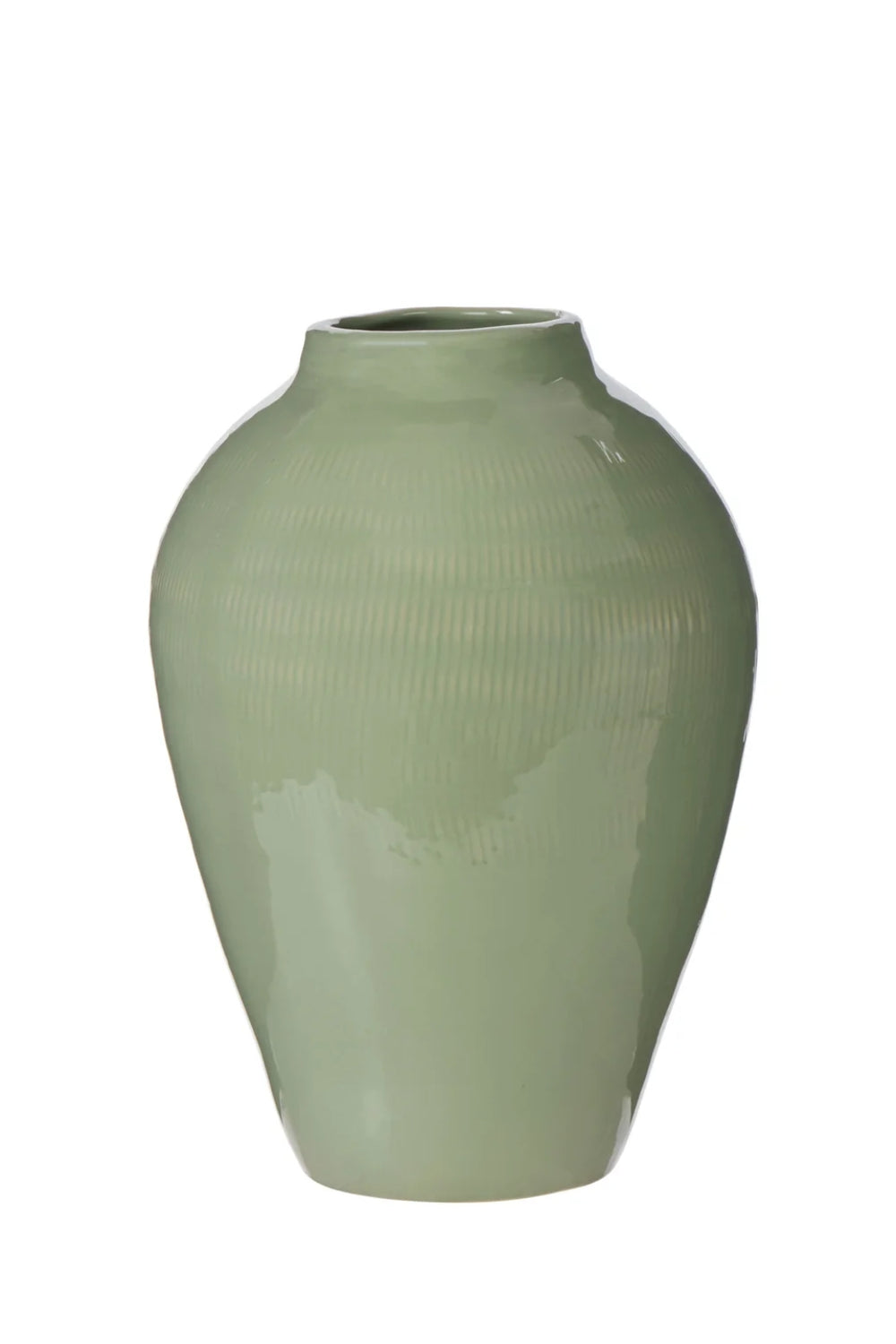 Sage Ribbed Ceramic Vase