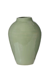 Sage Ribbed Ceramic Vase