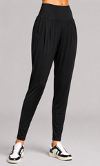 PAULA RYAN Ankle Pleat Basque Pant - Microjersey Black TALL