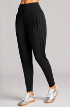 PAULA RYAN Ankle Pleat Basque Pant - Microjersey Black - Paula Ryan