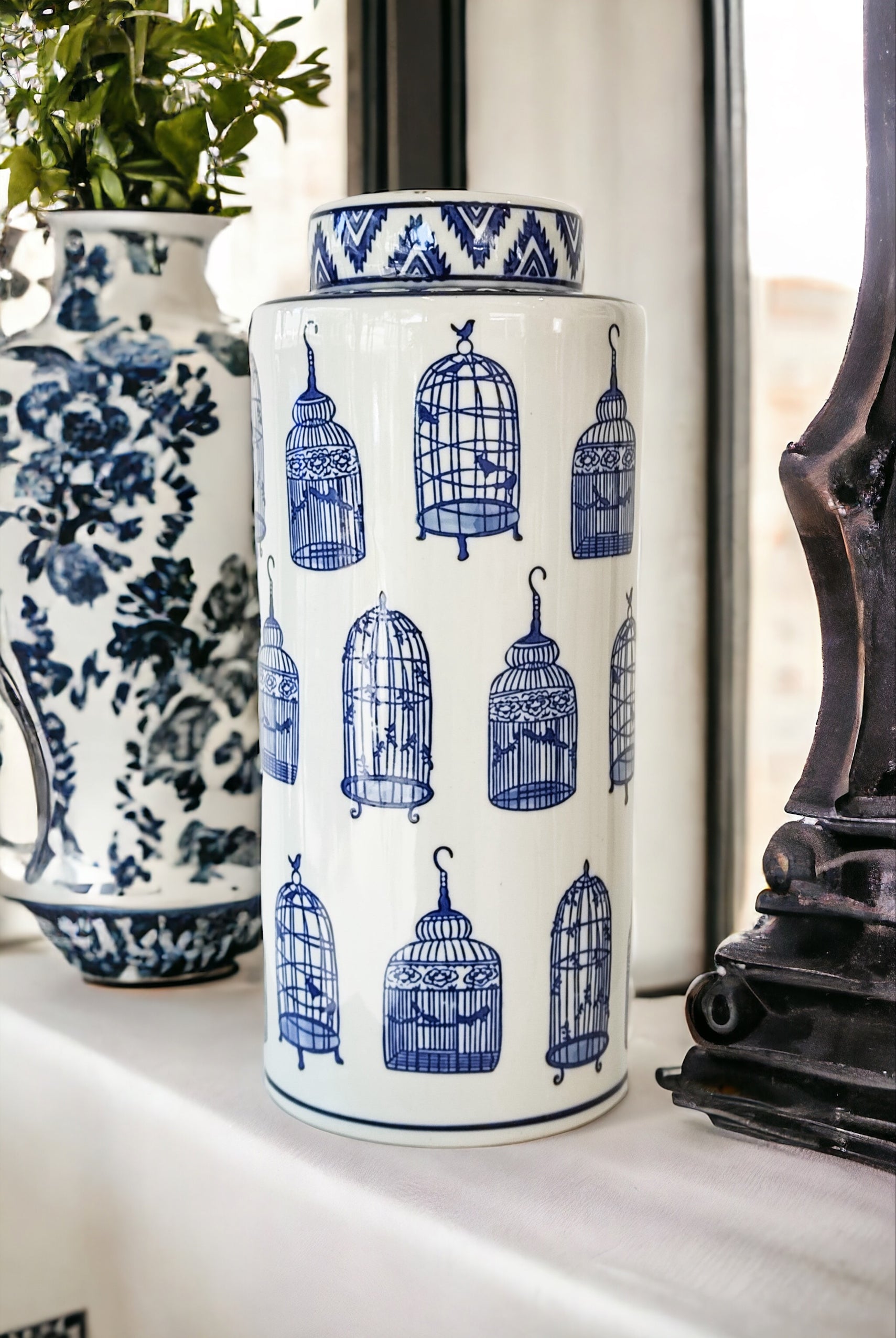 MAGPIE HOME Tall Handpainted Birdcage Jar - Magpie Style