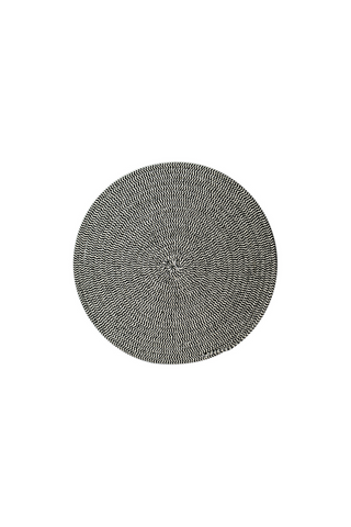 Des Cotton Round Placemat - Black/White