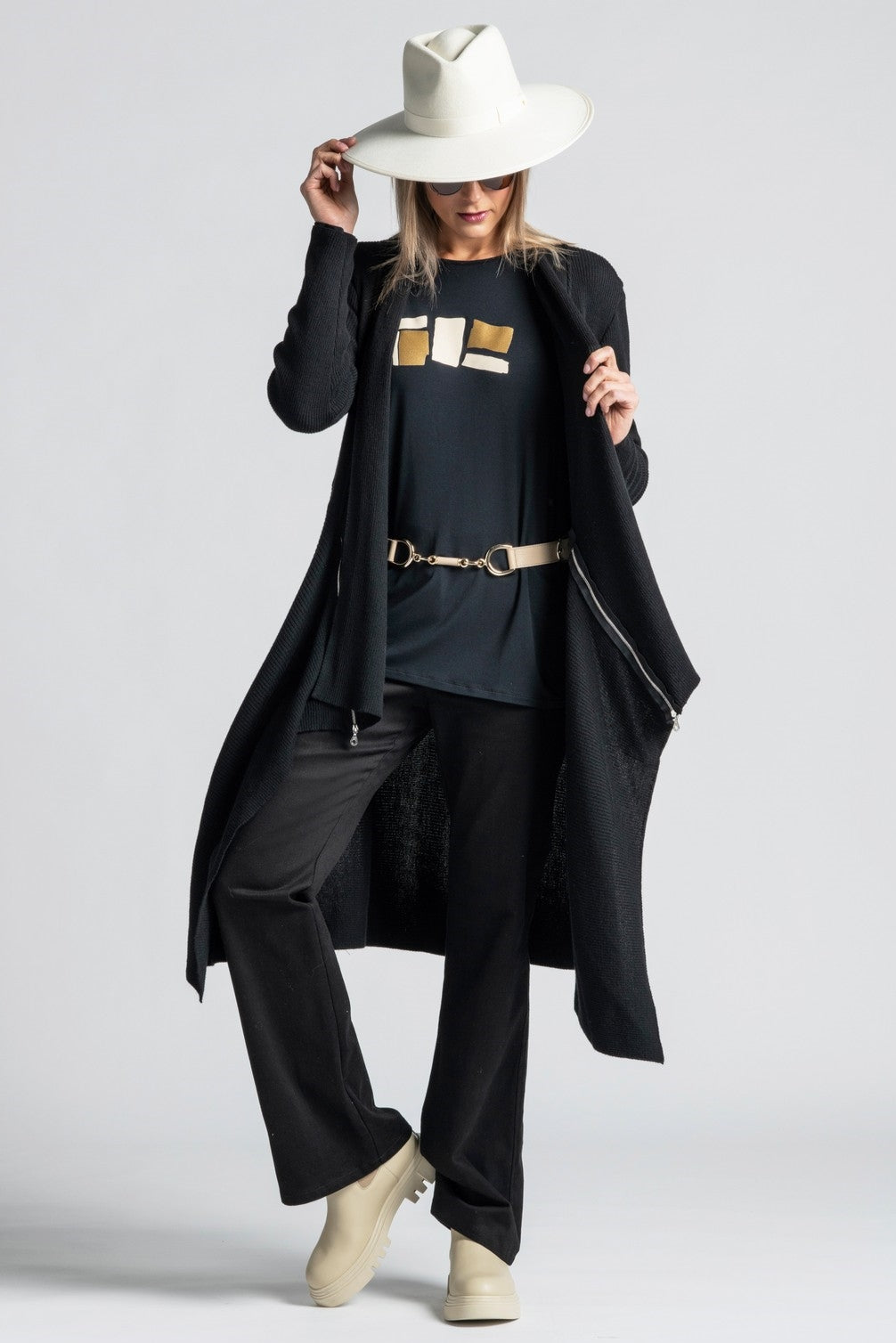 PAULA RYAN Metal Trimmed Leather Belt - Tan/Gold - Paula Ryan