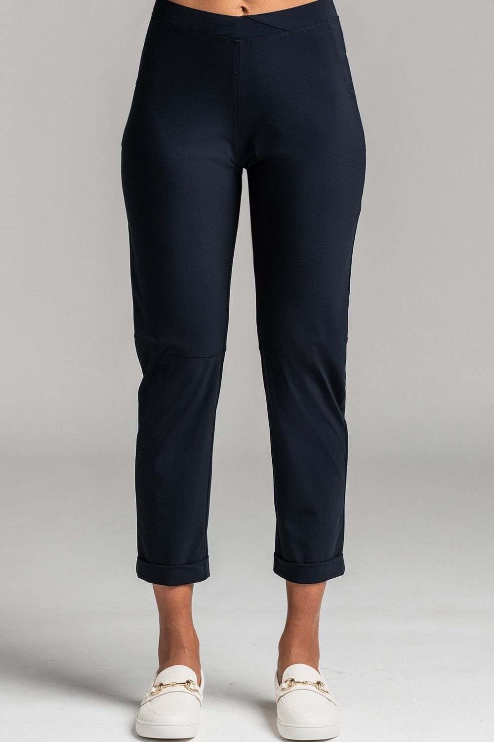 PAULA RYAN ESSENTIALS Narrow Cuff Capri Pant - Microjersey Navy