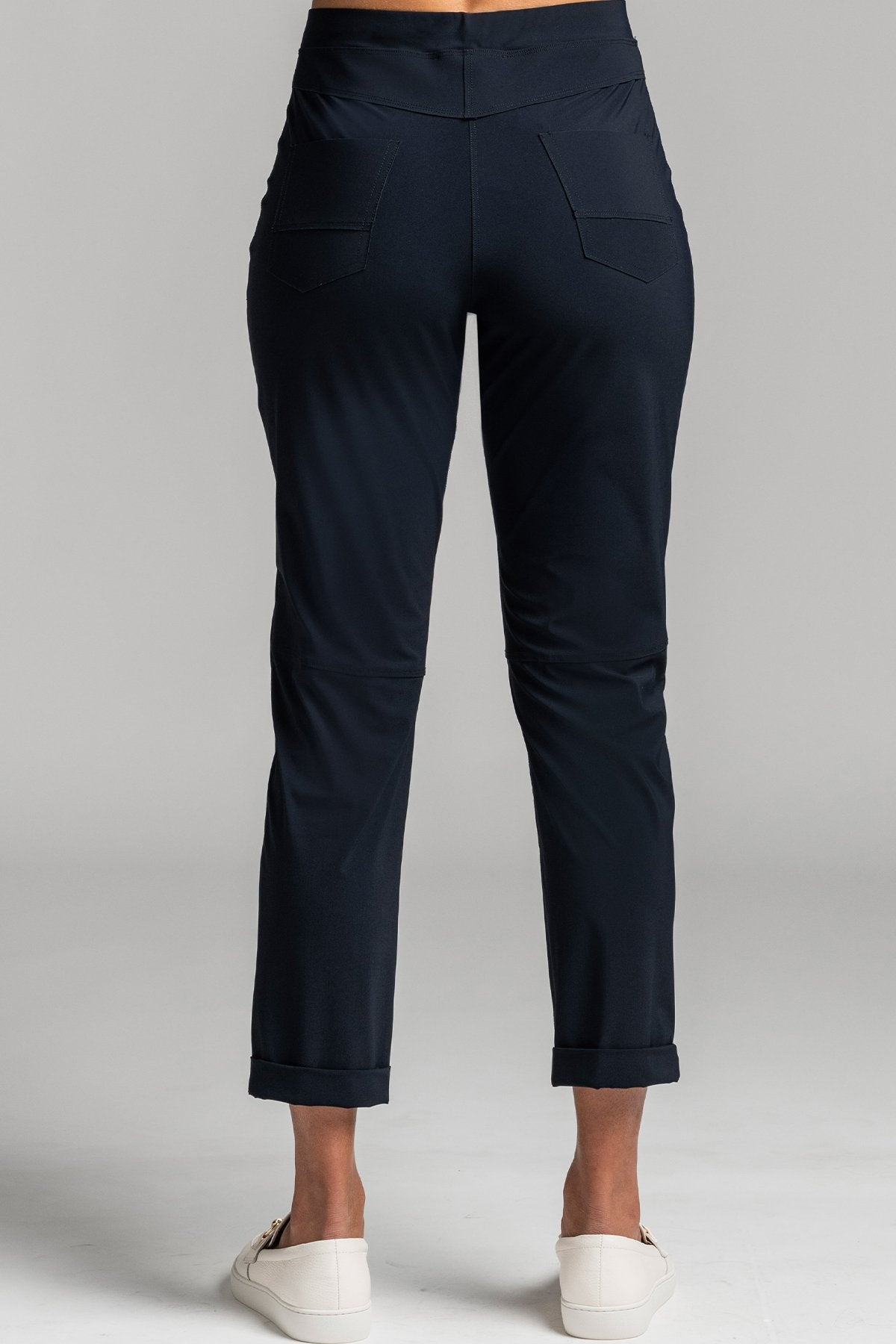 PAULA RYAN ESSENTIALS Cropped Cuffed Jean-Style Pant - Microjersey