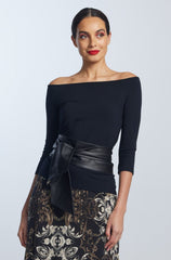 PAULA RYAN Off Shoulder Top - Modal Soft - Black