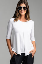 PAULA RYAN ESSENTIALS Box Pleat Half Sleeve Top - MicroModal'