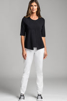 PAULA RYAN ESSENTIALS Box Pleat Half Sleeve Top - MicroModal