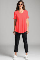 PAULA RYAN Scoop Neck Swing Tee - Grenadine - Paula Ryan