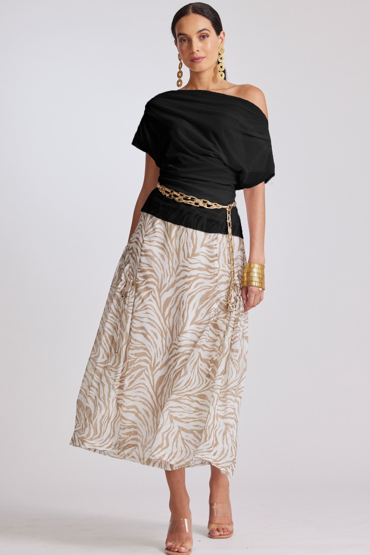 PAULA RYAN Fitted Cowl Neck Top Black - Paula Ryan