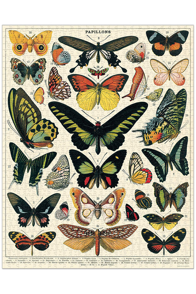 Cavallini & Co - Butterflies 1000 Piece Vintage Puzzle - Magpie Style