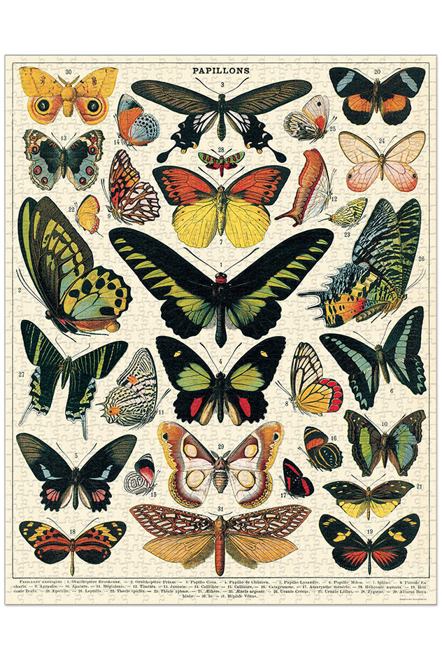 Cavallini & Co - Butterflies 1000 Piece Vintage Puzzle - Magpie Style