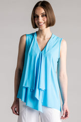 PAULA RYAN Sleeveless Drape Top Superfine Microjersey - Capri Blue