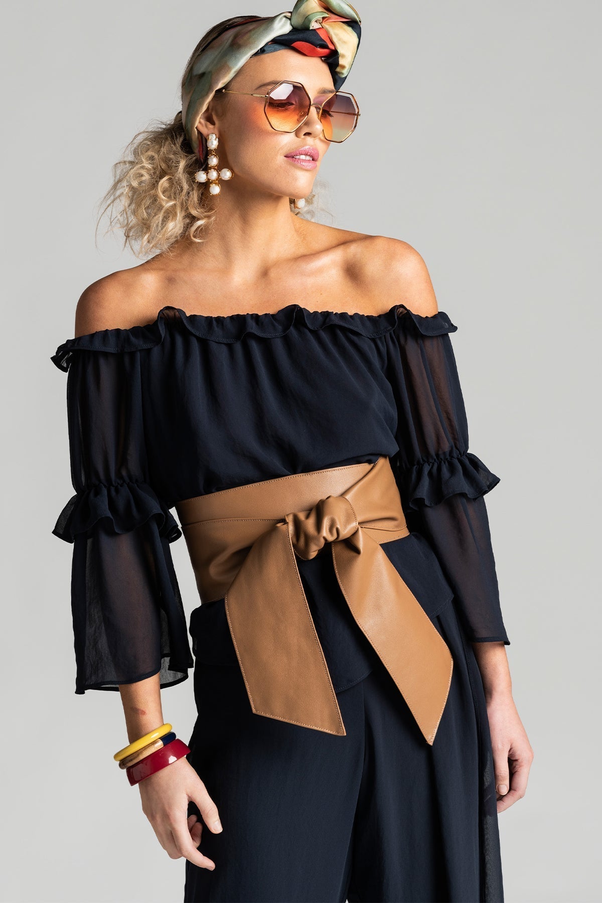 PAULA RYAN Soft Leather Wrap Belt - Tan - Paula Ryan