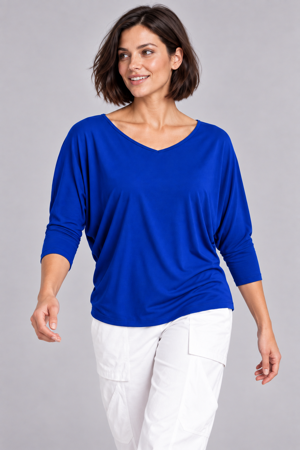 PAULA RYAN Batwing Top EcoVero - Santorini