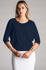 PAULA RYAN Batwing Top Modal Soft - Navy