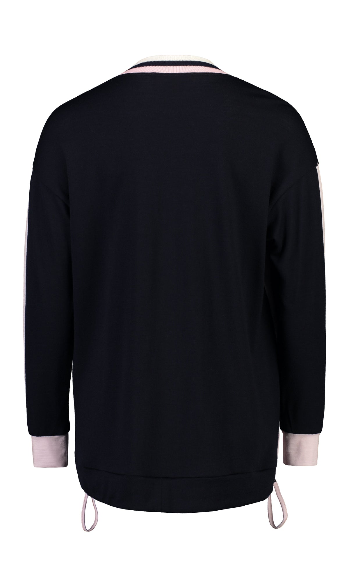 PAULA RYAN RELAXED Contrast Band Top - Ultrafine Merino - Navy/Blossom - Paula Ryan