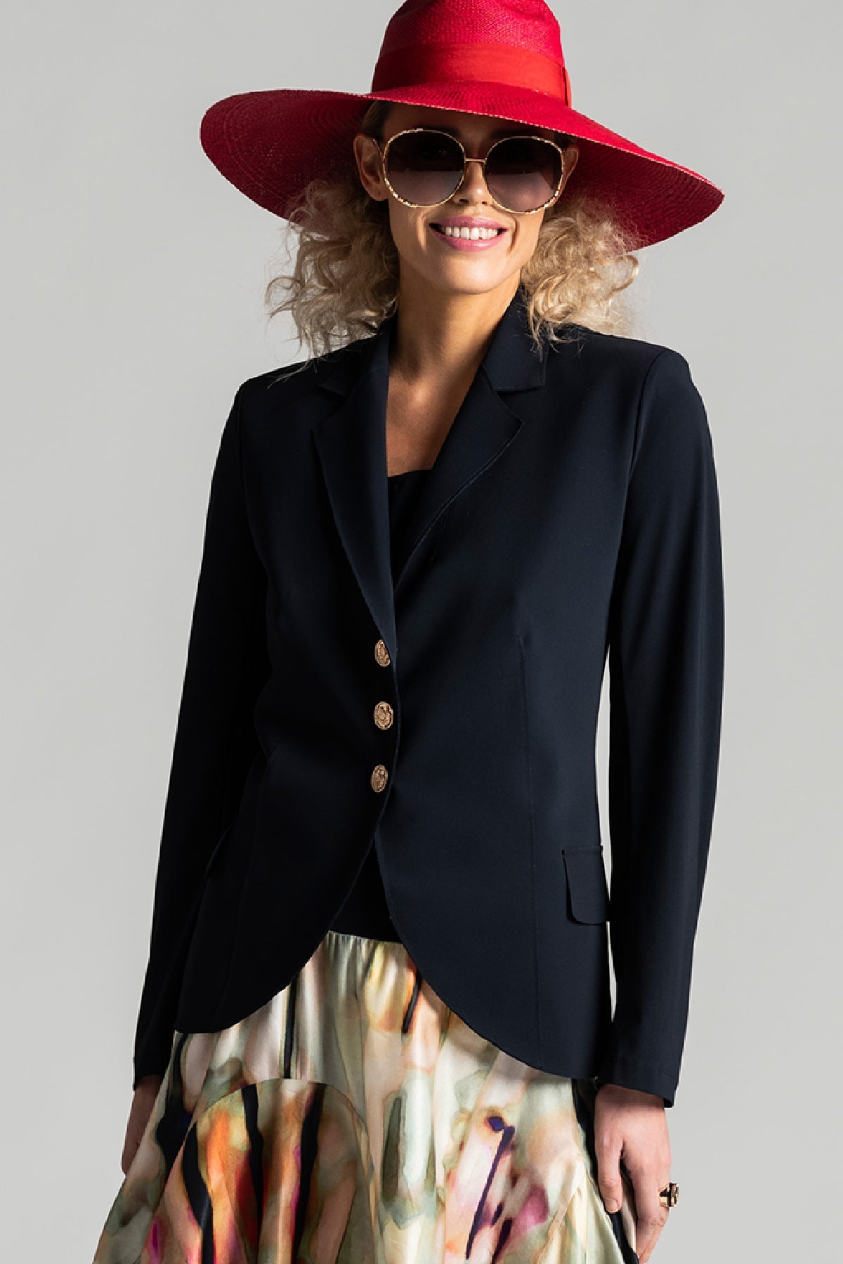 PAULA RYAN Tailored Jacket - Navy - Bonded Microjersey - Paula Ryan