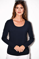 PAULA RYAN Superfine Layering Long Sleeve Body Tee - Navy - Paula Ryan