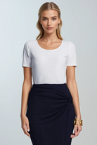 PAULA RYAN Scoop Neck Layering Body Tee - White Superfine Microjersey - Paula Ryan