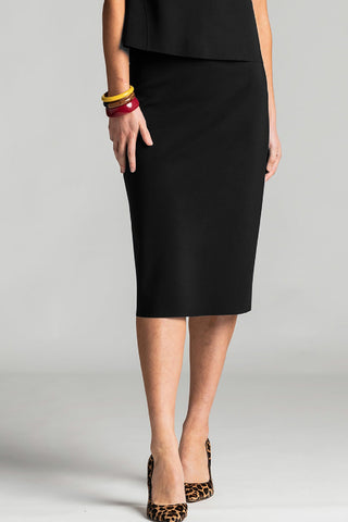 PAULA RYAN Regular Stretch Pencil Skirt Bonded Microjersey - Black