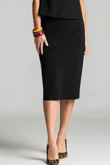PAULA RYAN Regular Stretch Pencil Skirt Bonded Microjersey - Black