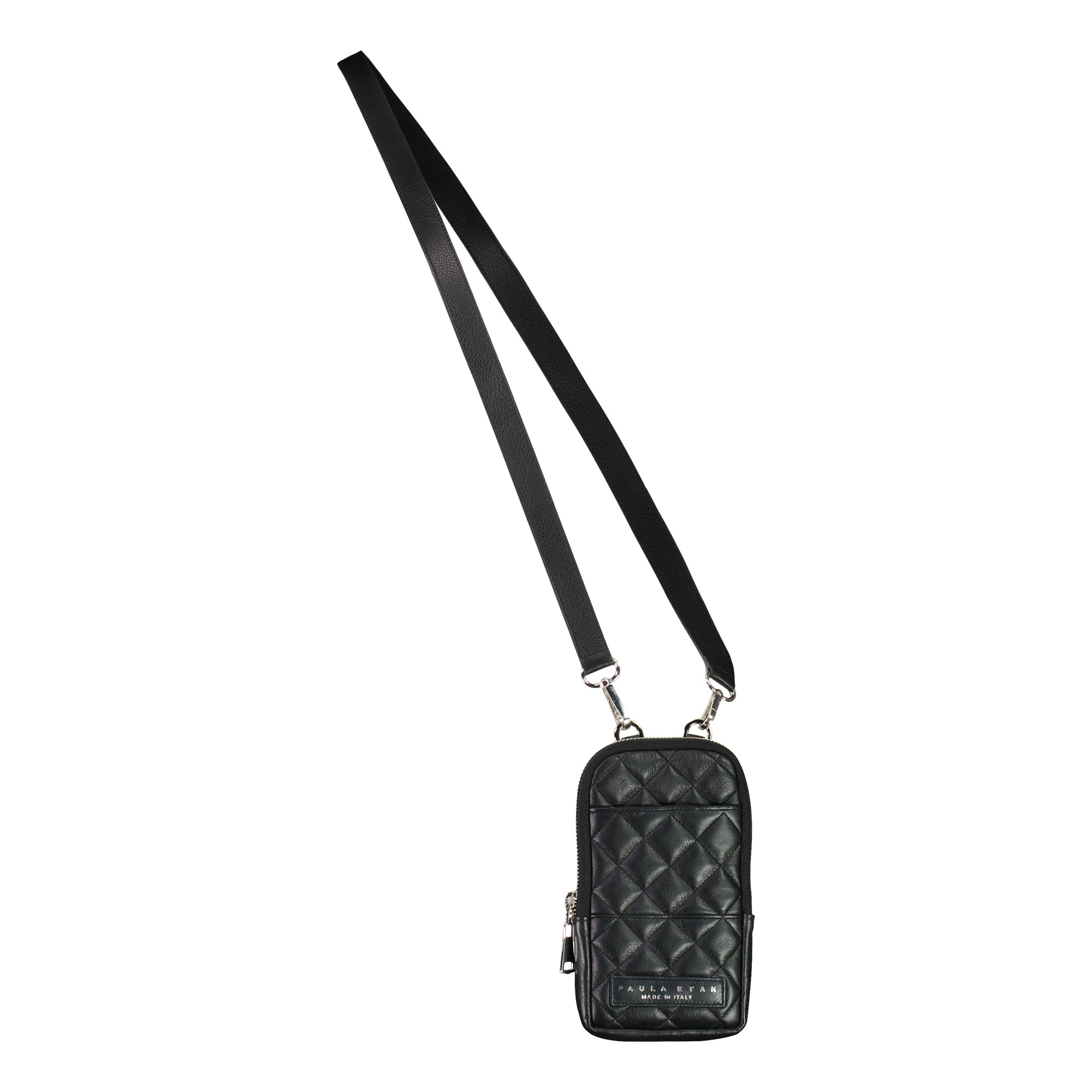 PAULA RYAN Quilted Mobile Shoulder Bag - Black/Nickel - Paula Ryan