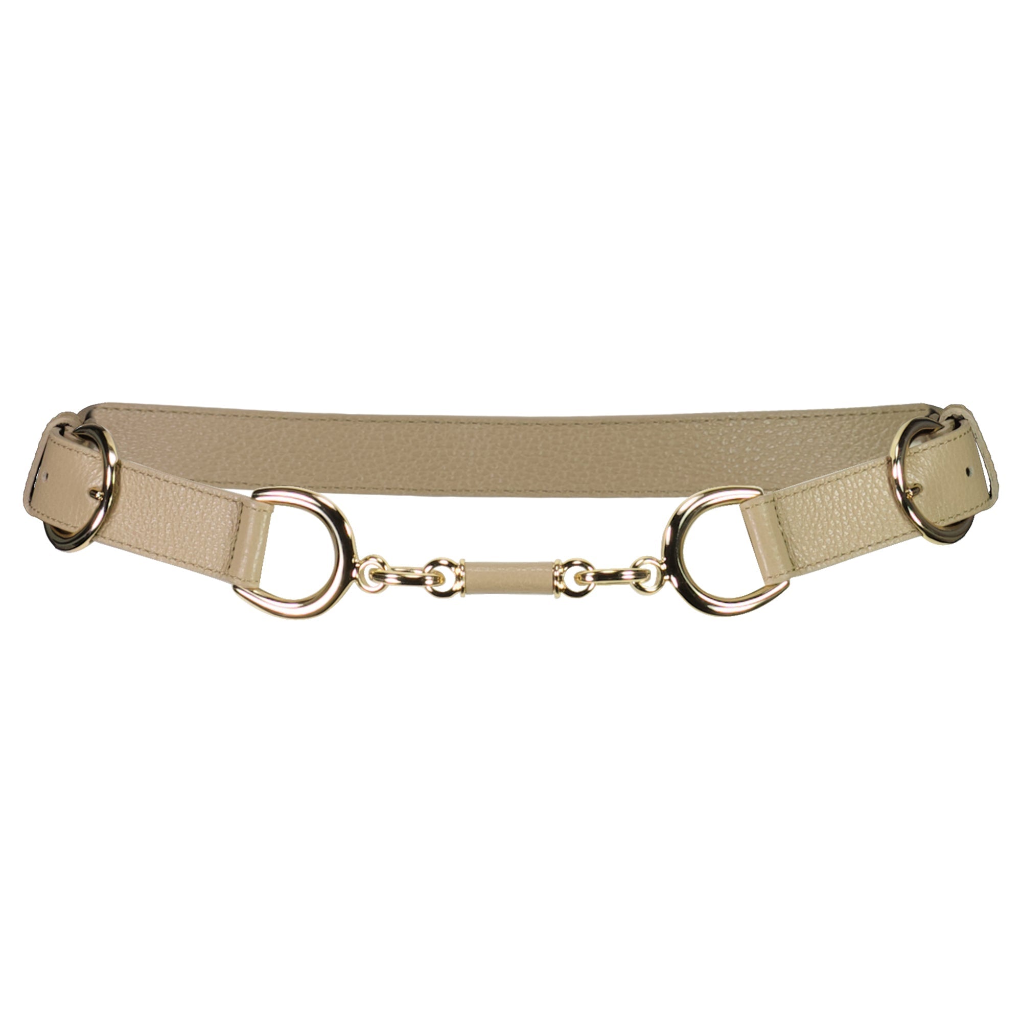 PAULA RYAN Metal Trimmed Leather Belt - Tan/Gold - Paula Ryan