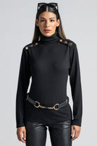PAULA RYAN Metal Trimmed Leather Belt - Black/Gold - Paula Ryan