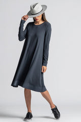 PAULA RYAN Banded Dinner Dress - Ironsand