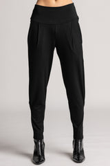 PAULA RYAN Ankle Pleat Basque Pant - Black Merino