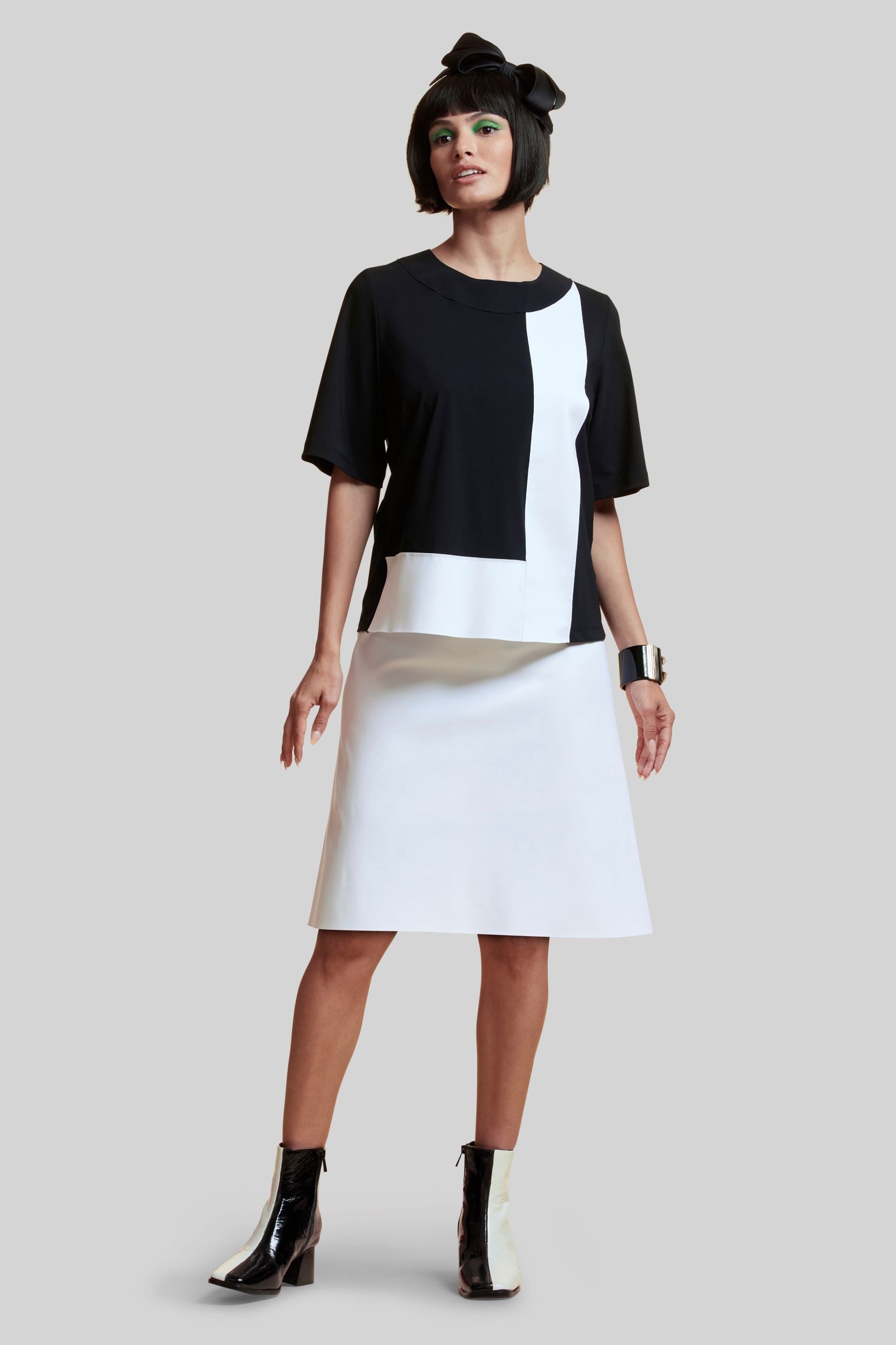 PAULA RYAN A-Line Knee Length Skirt - White - Paula Ryan