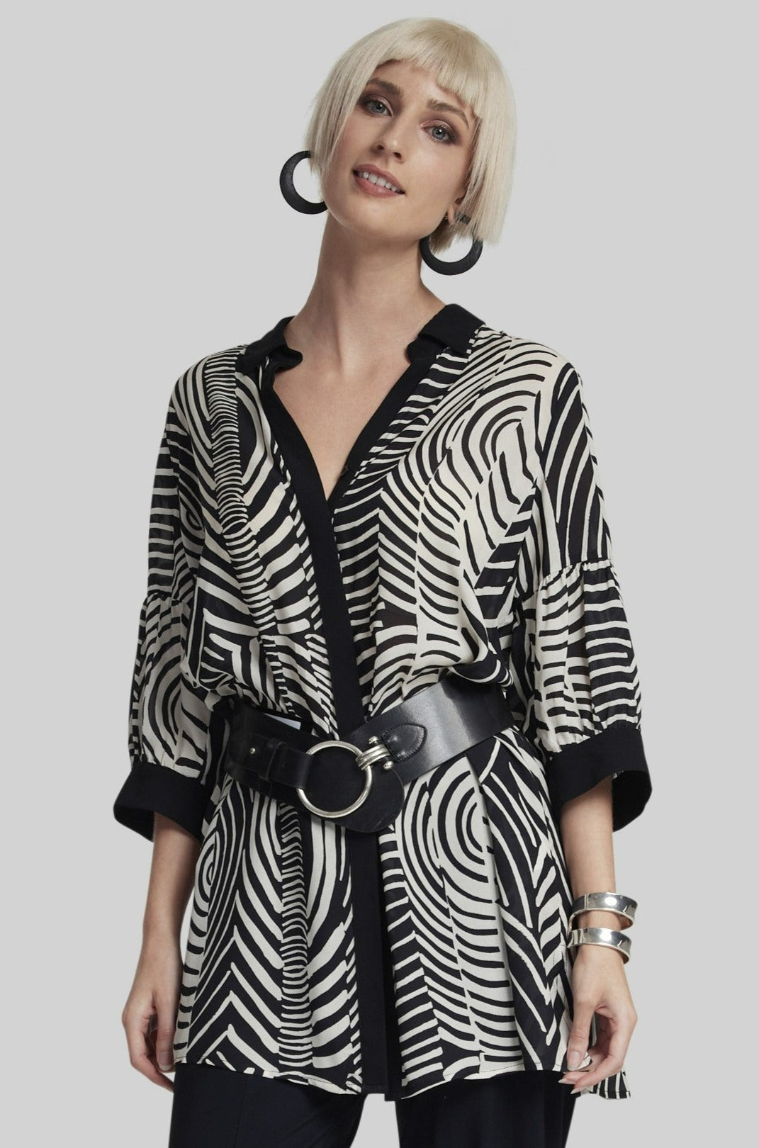 PAULA RYAN O Ring Leather Belt - Black/Nickel - Paula Ryan