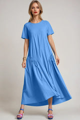 PAULA RYAN Arched Front Dress - Cornflower Microjersey