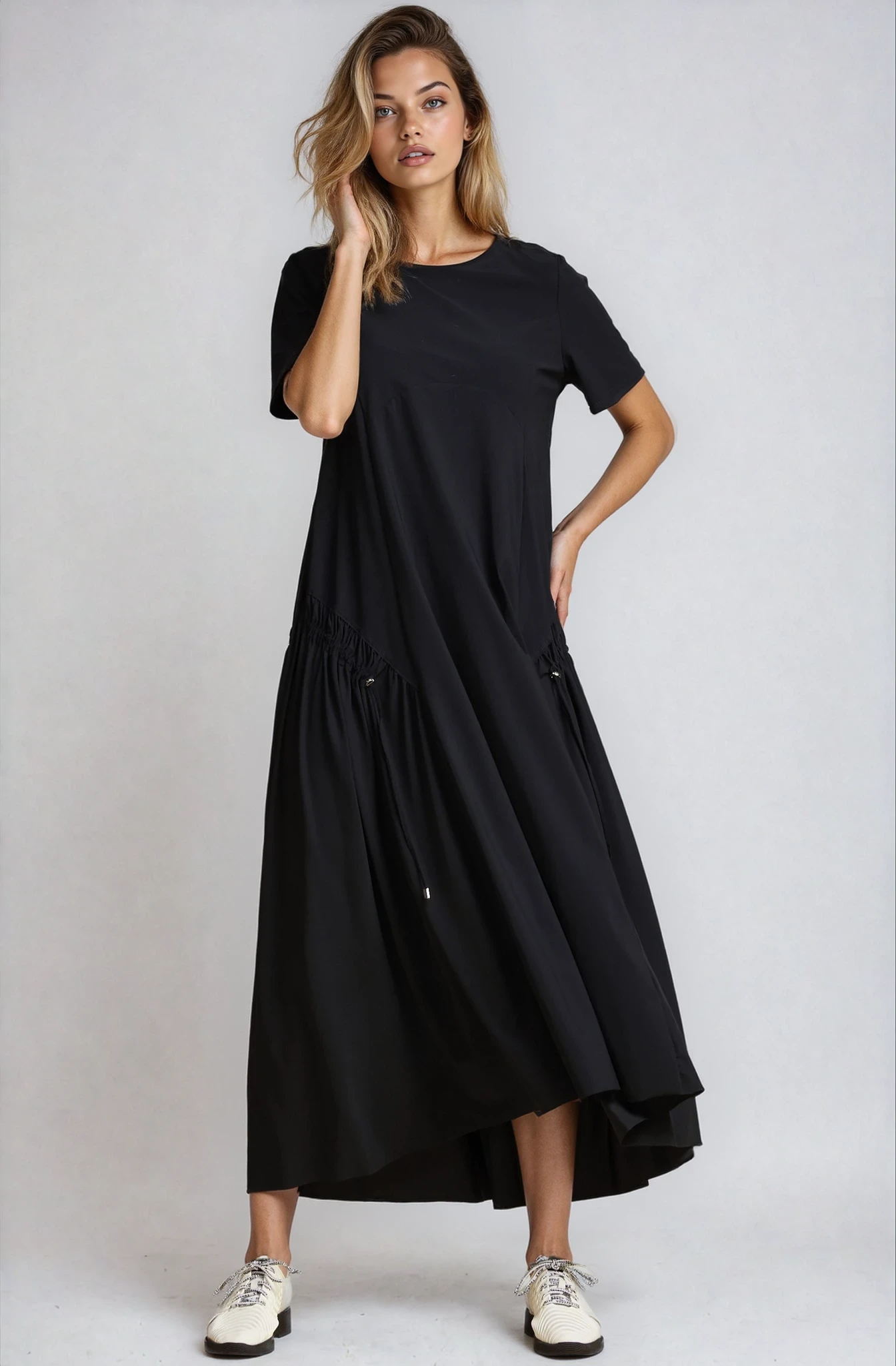 PAULA RYAN Arched Front Dress - Black Microjersey - Paula Ryan