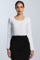 PAULA RYAN Superfine Layering Long Sleeve Body Tee White - Paula Ryan