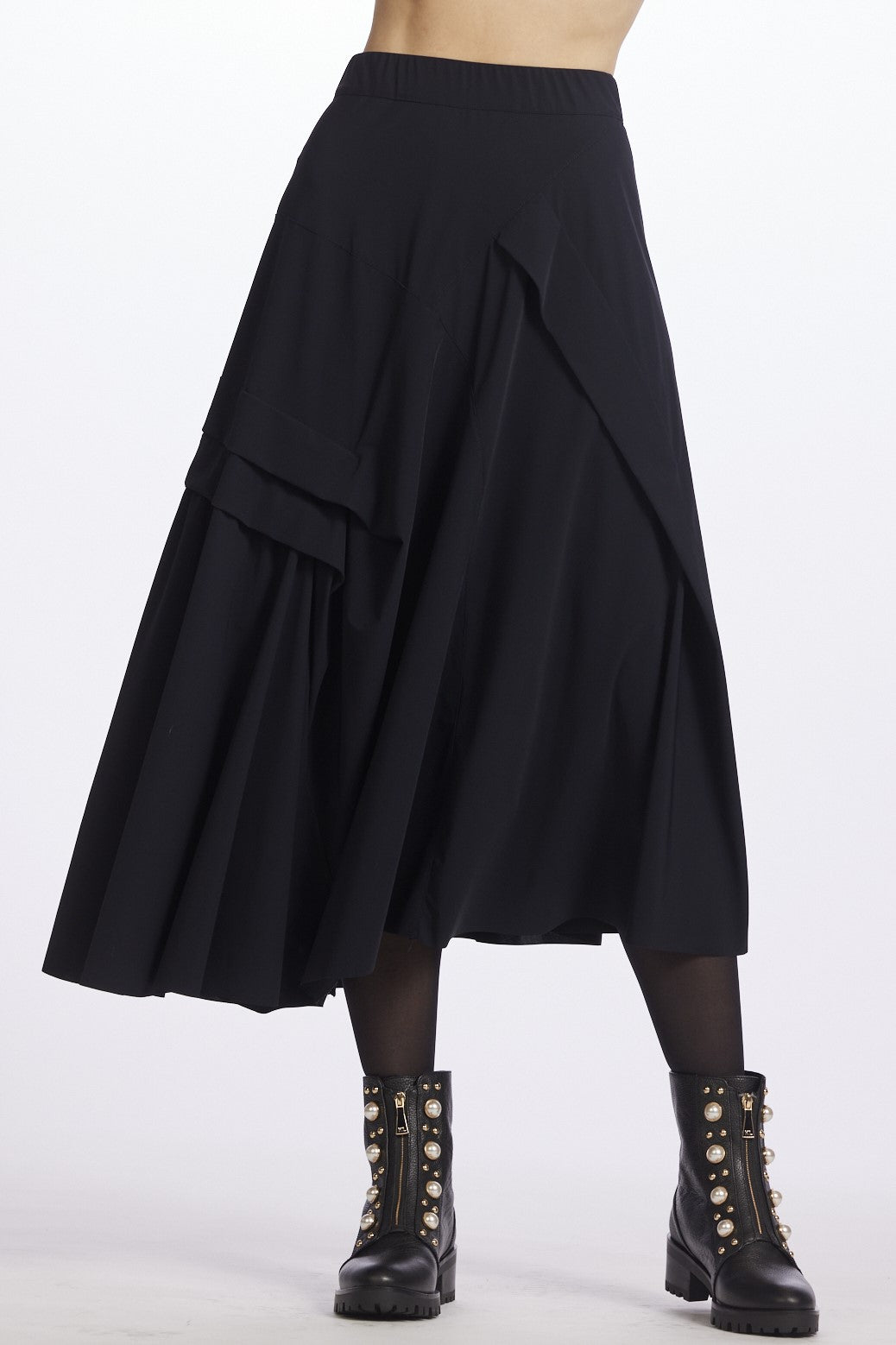 PAULA RYAN Deep Tuck Skirt - Black - Paula Ryan