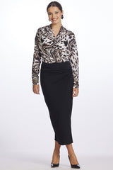 PAULA RYAN Twist Wrap Skirt - Black Micromodal