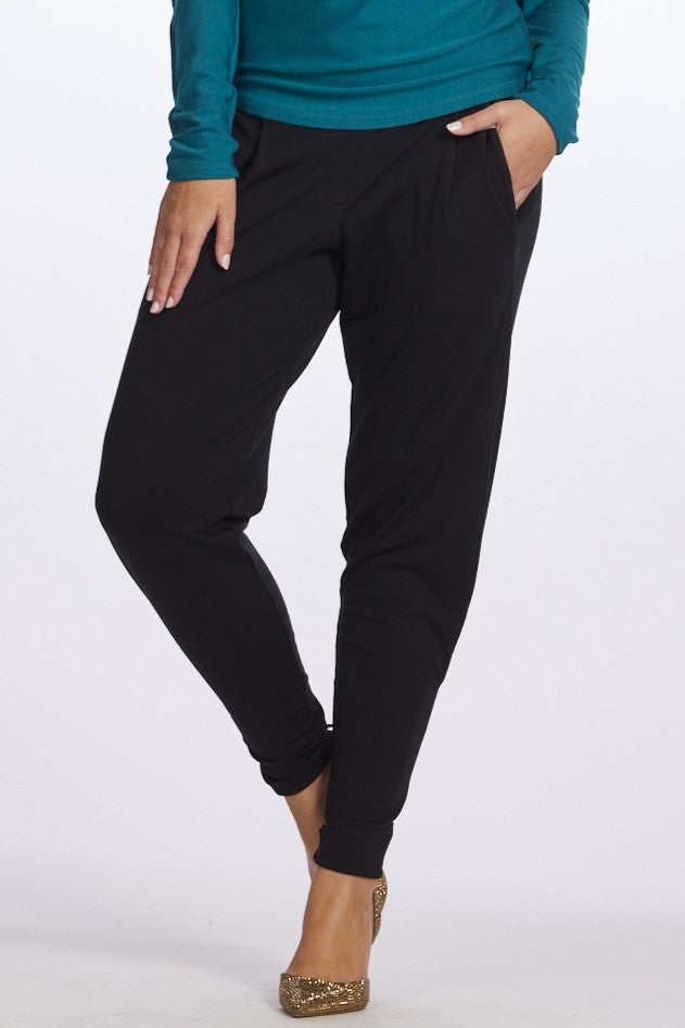 PAULA RYAN ESSENTIALS Ankle Pleat Merino Basque Pant - Black - Paula Ryan