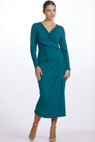 PAULA RYAN Side Gather Crossover Dress Jadeite - Merino - Paula Ryan