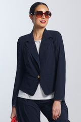 PAULA RYAN Short Waisted Jacket - Navy