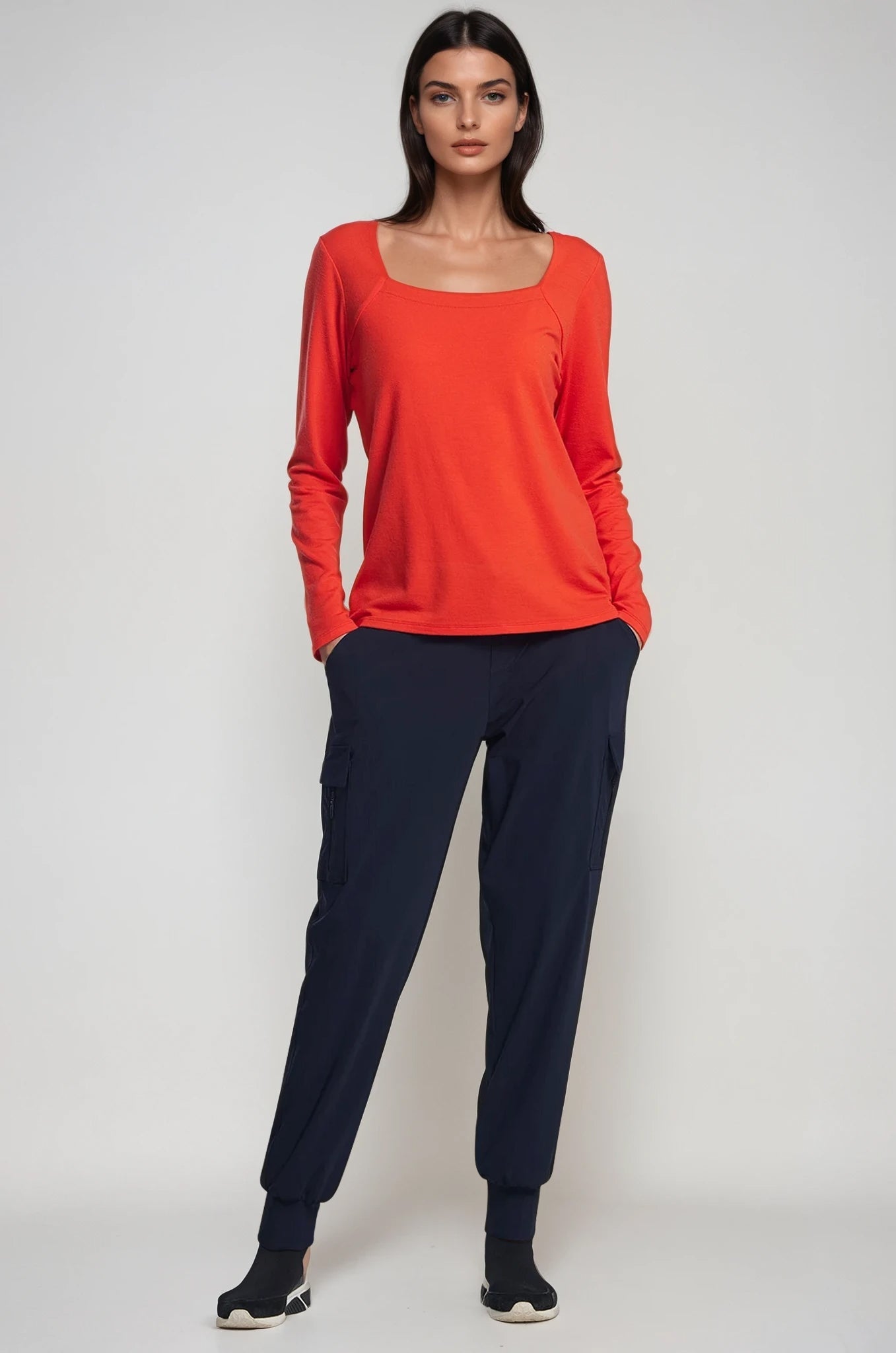 PAULA RYAN (Tall) Cuffed Cargo Pant - Navy - Paula Ryan