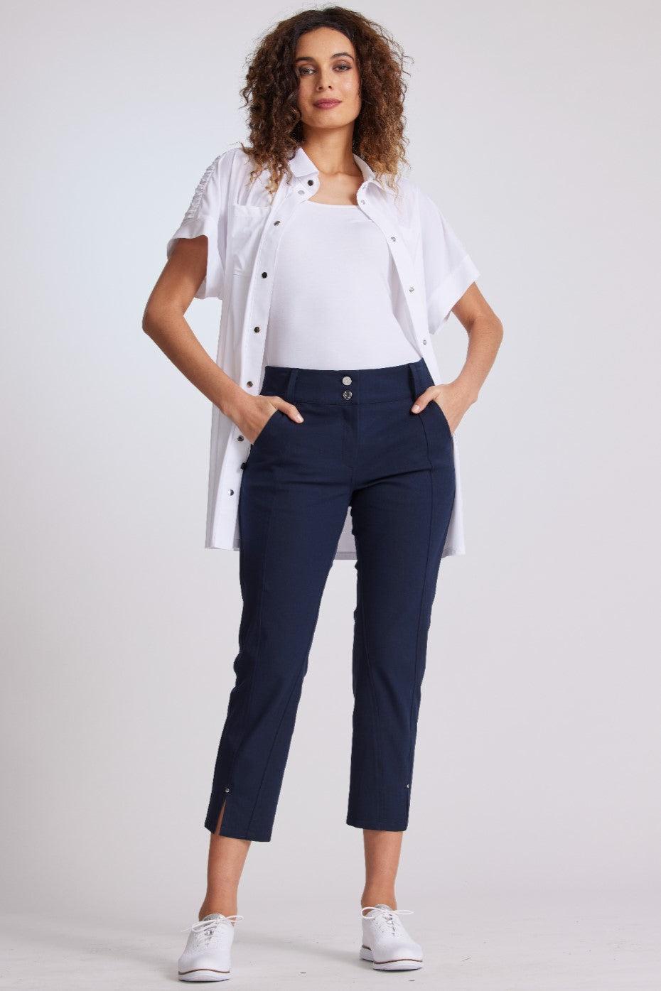 PAULA RYAN Panelled Crop Jean - Navy - Paula Ryan