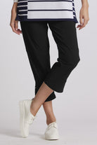 PAULA RYAN Panelled Jean Cuffed Pant Microjersey - Black - Paula Ryan