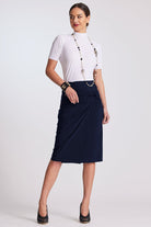 PAULA RYAN Short Twist Wrap Skirt - Navy - Paula Ryan