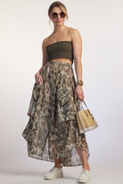 PAULA RYAN RELAXED Button Front Pocket Skirt - Cheetah - Paula Ryan